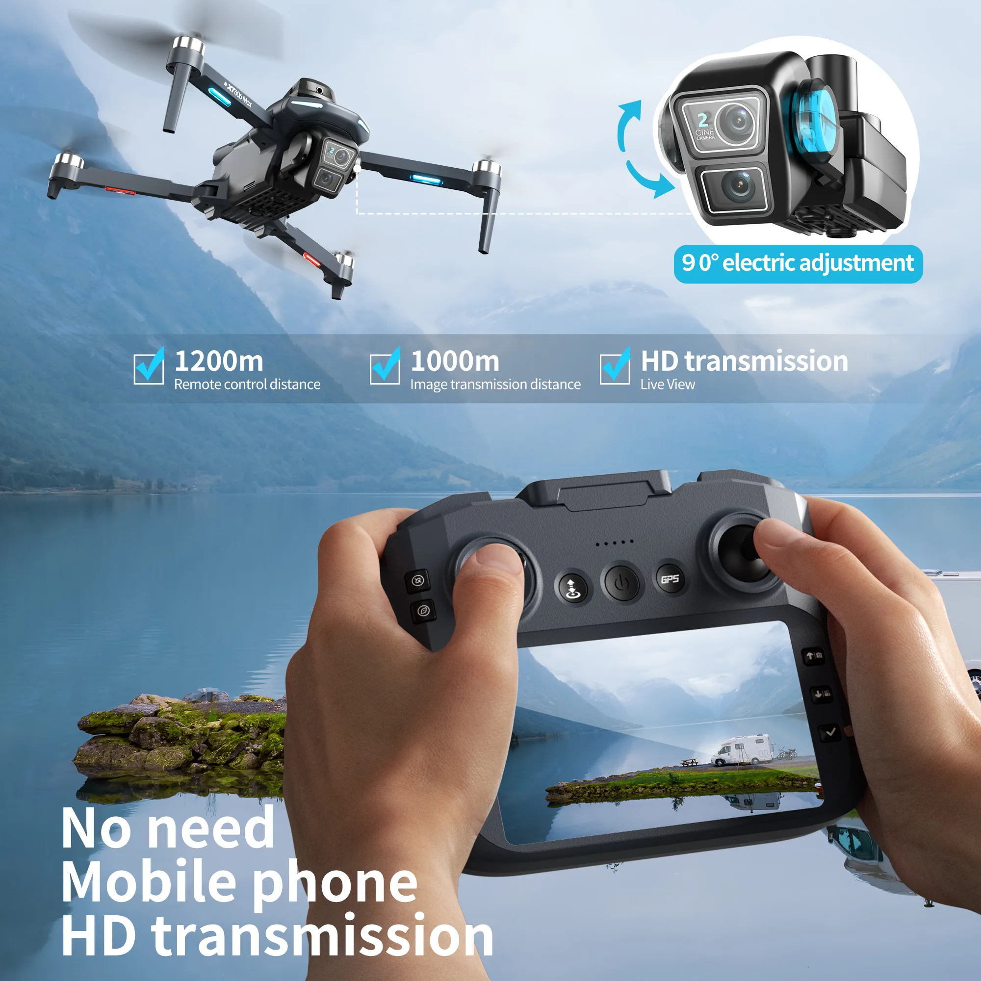 Original XT606 MAX GPS Drone H - Drone Surveying ulasan dan harga